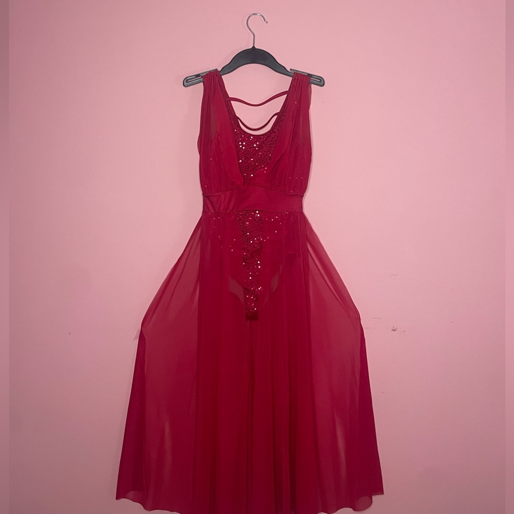Sparkly rose dance costume.